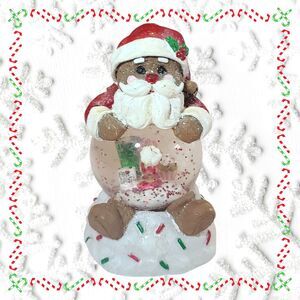 VTG Gingerbread Man Santa 2004 Christmas Holiday 4" Snow Globe Sprinkles Glitter
